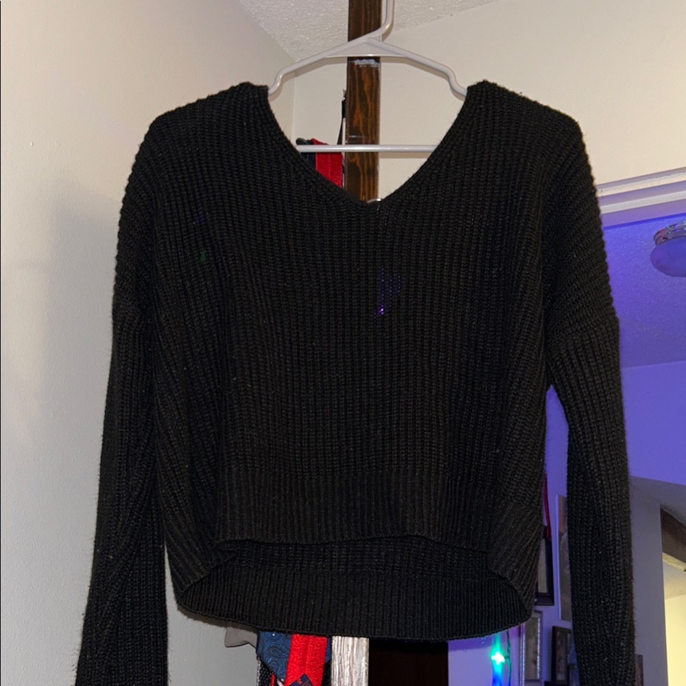 Say What? Black V-Neck Sweater